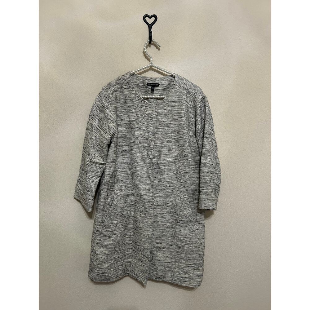 Eileen Fisher Coat Size Small Gray Cotton Capsule Wardrobe Lagenlook Overcoat